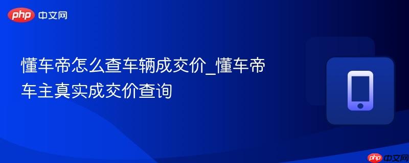懂车帝怎么查车辆成交价_懂车帝车主真实成交价查询