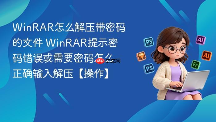 WinRAR怎么解压带密码的文件 WinRAR提示密码错误或需要密码怎么正确输入解压【操作】